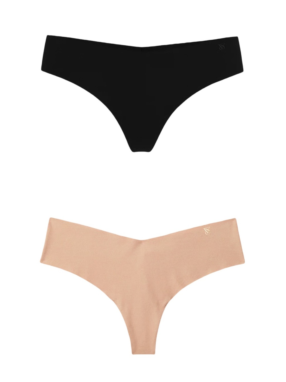 Bundle of 2 Victoria’s Secret No-Show Cotton Thongs in black and nude colors